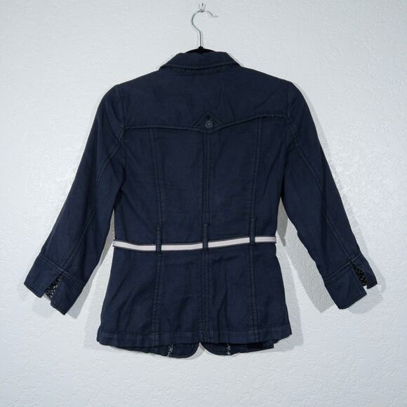 Daughters of Liberation Anthropologie Navy Blue Belted Jacket Size 4 - Picture 6 of 8